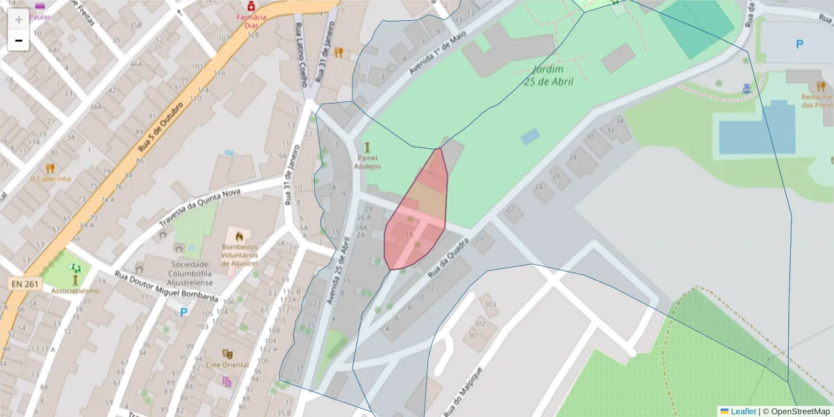 Mapa detalhado do código postal 7600-128 com limites, códigos postais vizinhos e agências dos correios