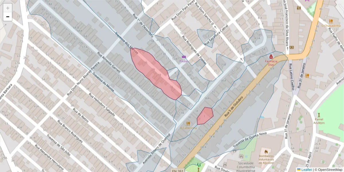 Mapa detalhado do código postal 7600-131 com limites, códigos postais vizinhos e agências dos correios