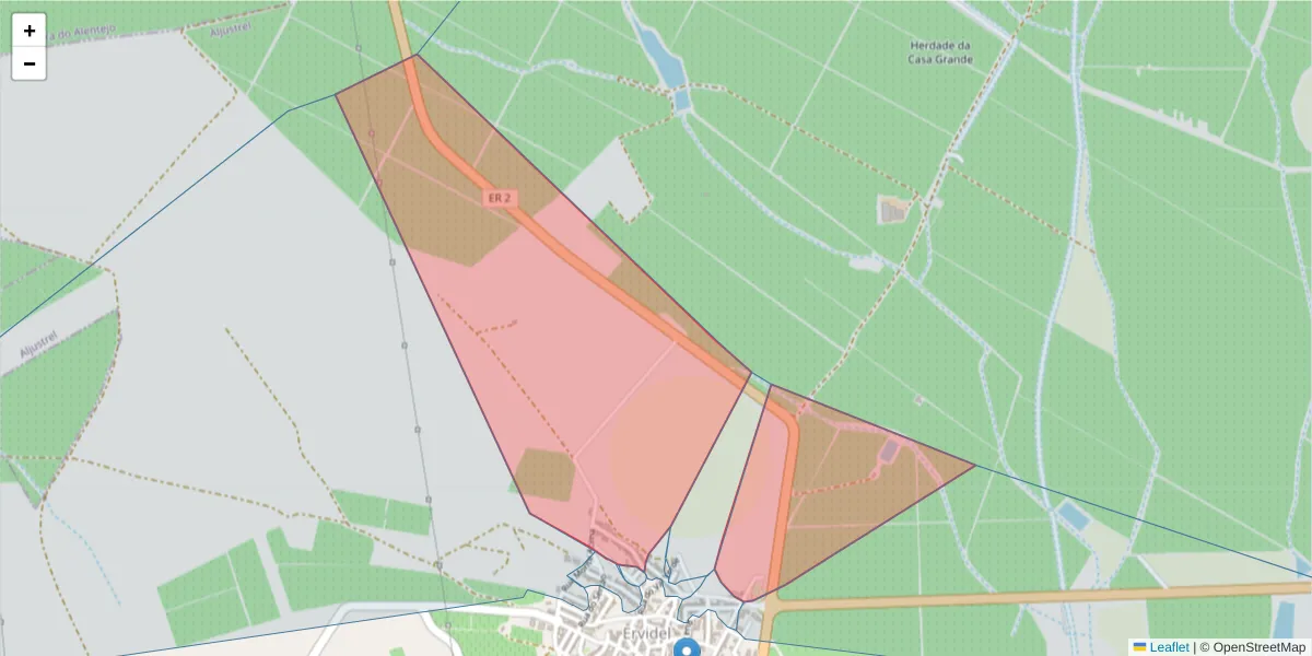 Mapa detalhado do código postal 7600-217 com limites, códigos postais vizinhos e agências dos correios