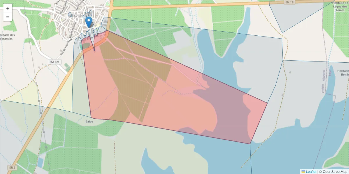 Mapa detalhado do código postal 7600-218 com limites, códigos postais vizinhos e agências dos correios