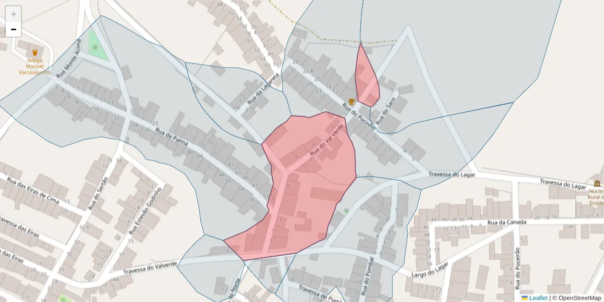 Mapa detalhado do código postal 7600-226 com limites, códigos postais vizinhos e agências dos correios
