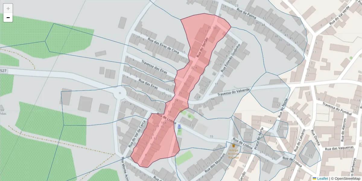 Mapa detalhado do código postal 7600-236 com limites, códigos postais vizinhos e agências dos correios