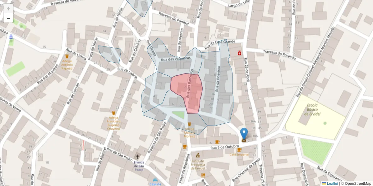 Mapa detalhado do código postal 7600-238 com limites, códigos postais vizinhos e agências dos correios