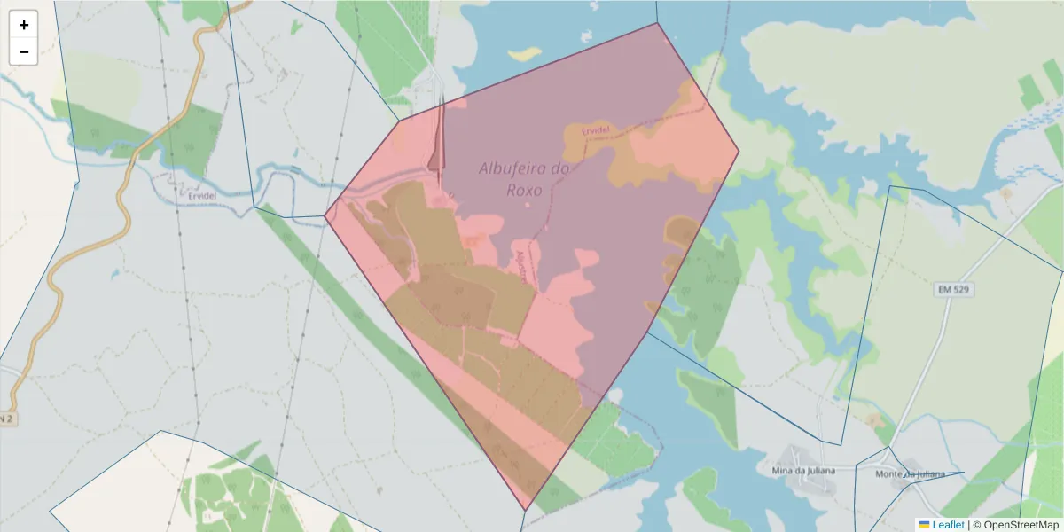 Mapa detalhado do código postal 7600-270 com limites, códigos postais vizinhos e agências dos correios