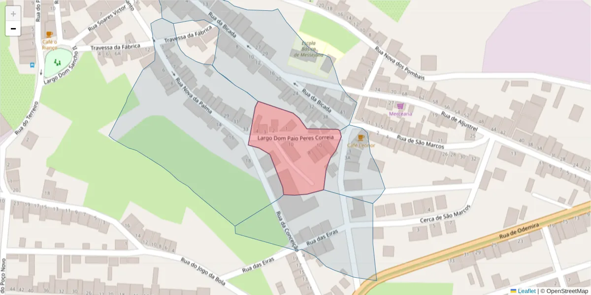 Mapa detalhado do código postal 7600-316 com limites, códigos postais vizinhos e agências dos correios