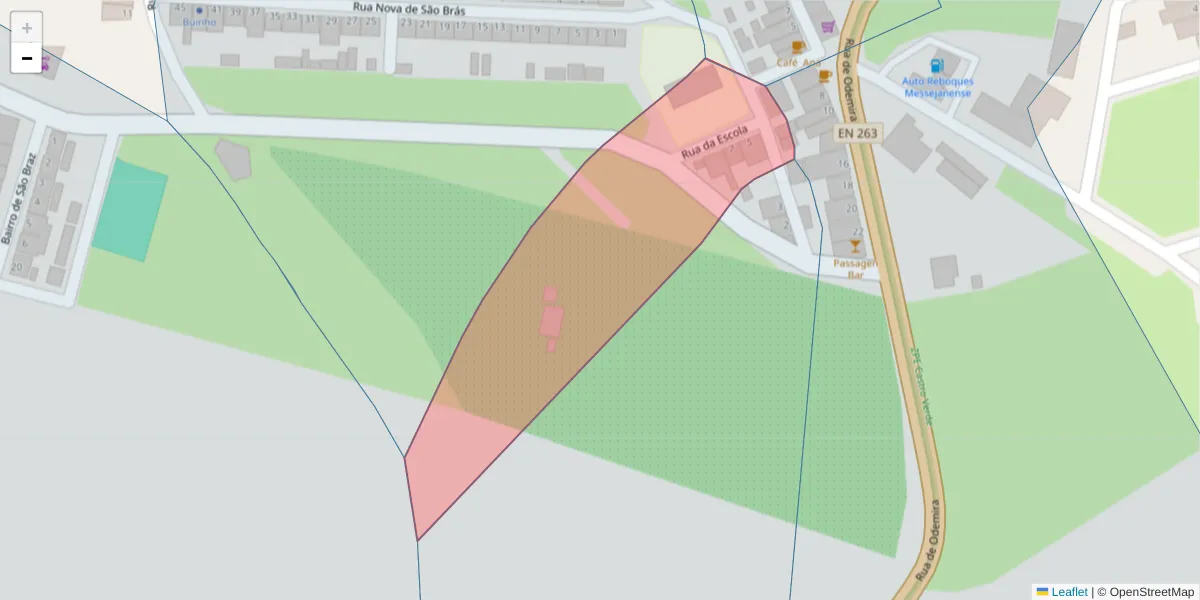 Mapa detalhado do código postal 7600-323 com limites, códigos postais vizinhos e agências dos correios