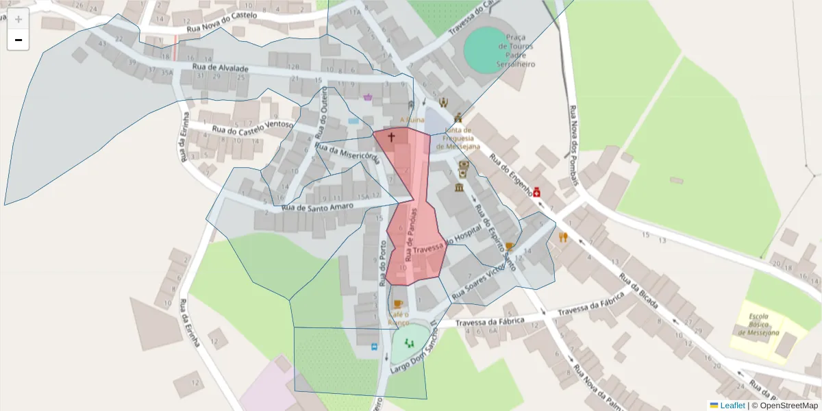 Mapa detalhado do código postal 7600-331 com limites, códigos postais vizinhos e agências dos correios