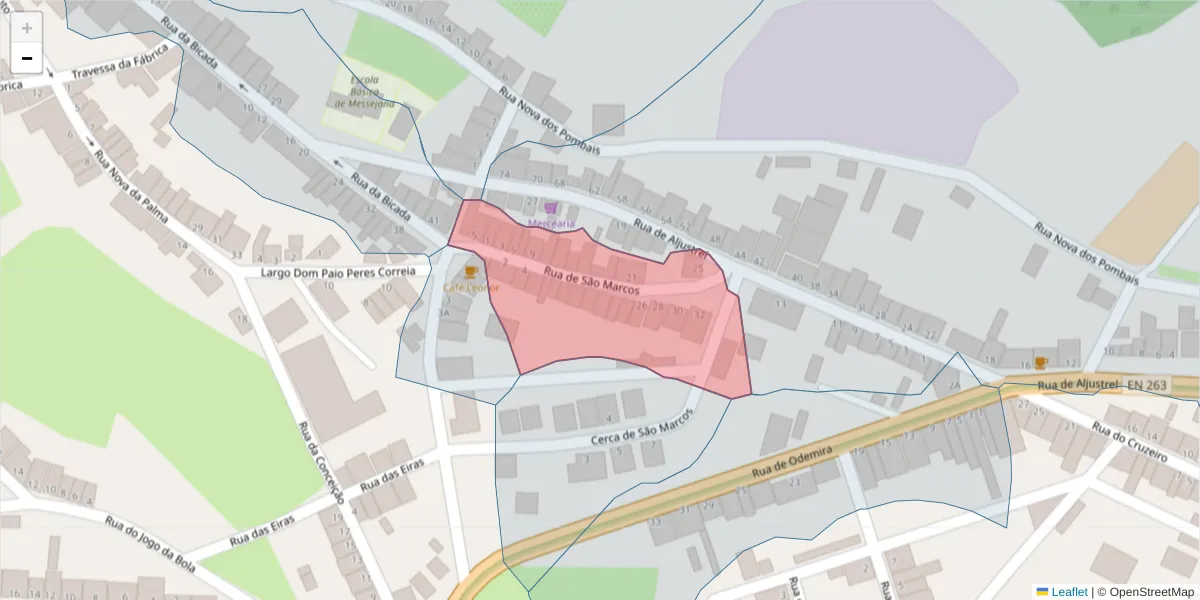Mapa detalhado do código postal 7600-333 com limites, códigos postais vizinhos e agências dos correios