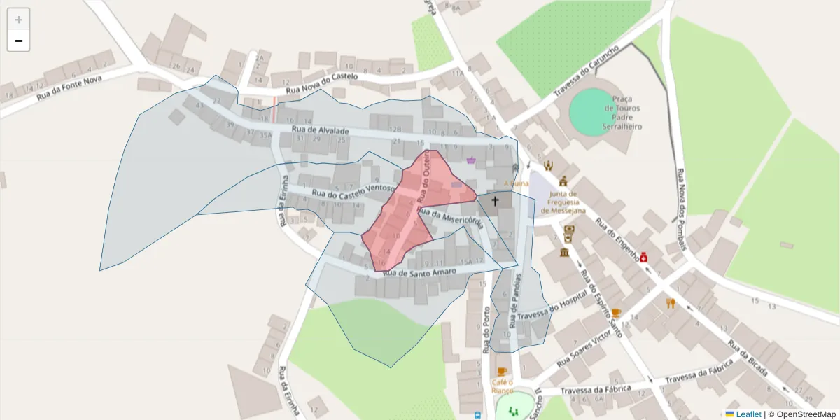 Mapa detalhado do código postal 7600-341 com limites, códigos postais vizinhos e agências dos correios