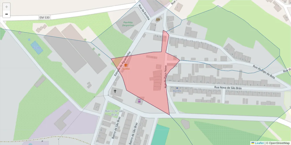 Mapa detalhado do código postal 7600-342 com limites, códigos postais vizinhos e agências dos correios