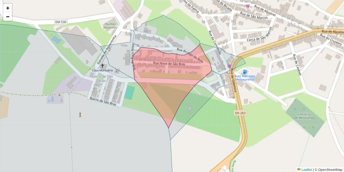 Mapa detalhado do código postal 7600-346 com limites, códigos postais vizinhos e agências dos correios