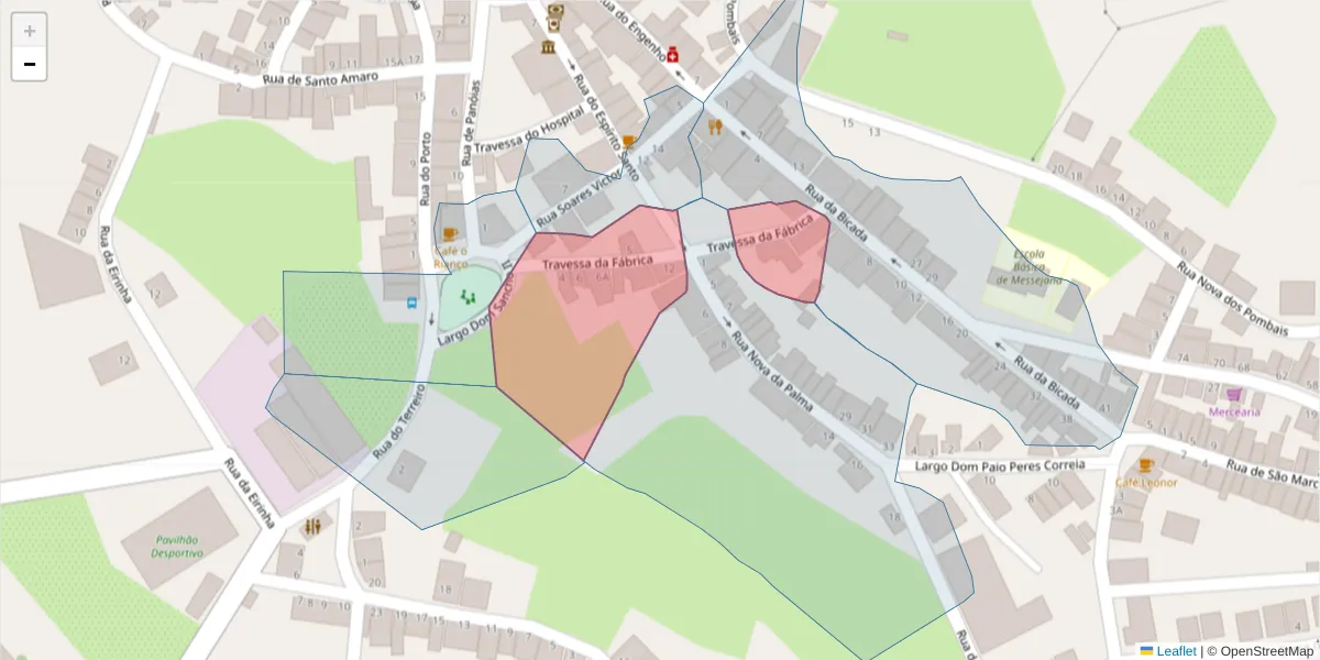 Mapa detalhado do código postal 7600-350 com limites, códigos postais vizinhos e agências dos correios