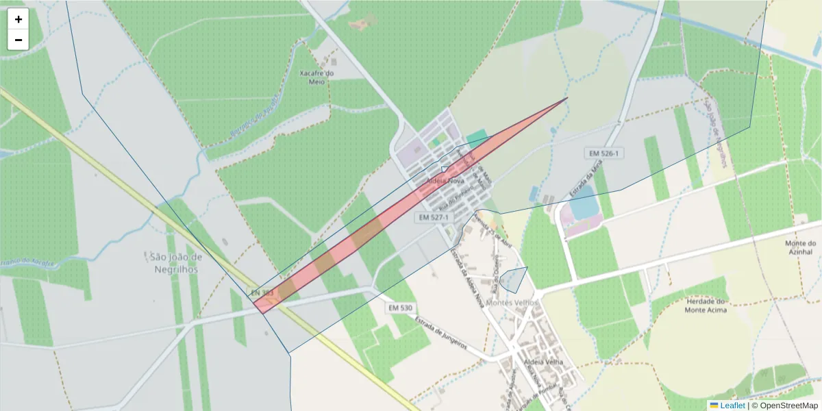Mapa detalhado do código postal 7600-427 com limites, códigos postais vizinhos e agências dos correios