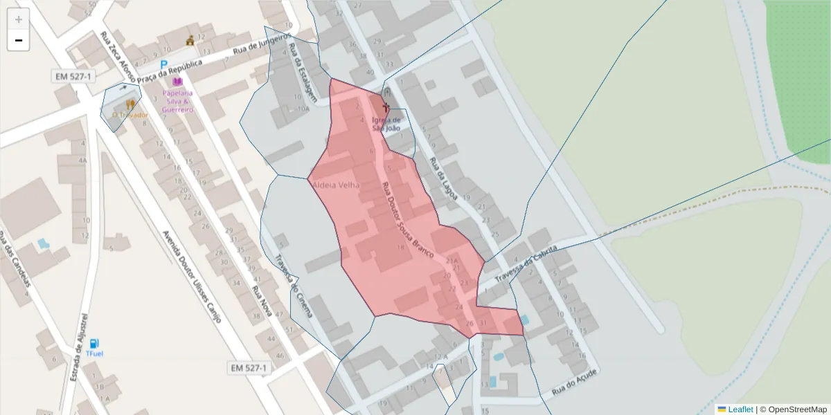 Mapa detalhado do código postal 7600-428 com limites, códigos postais vizinhos e agências dos correios