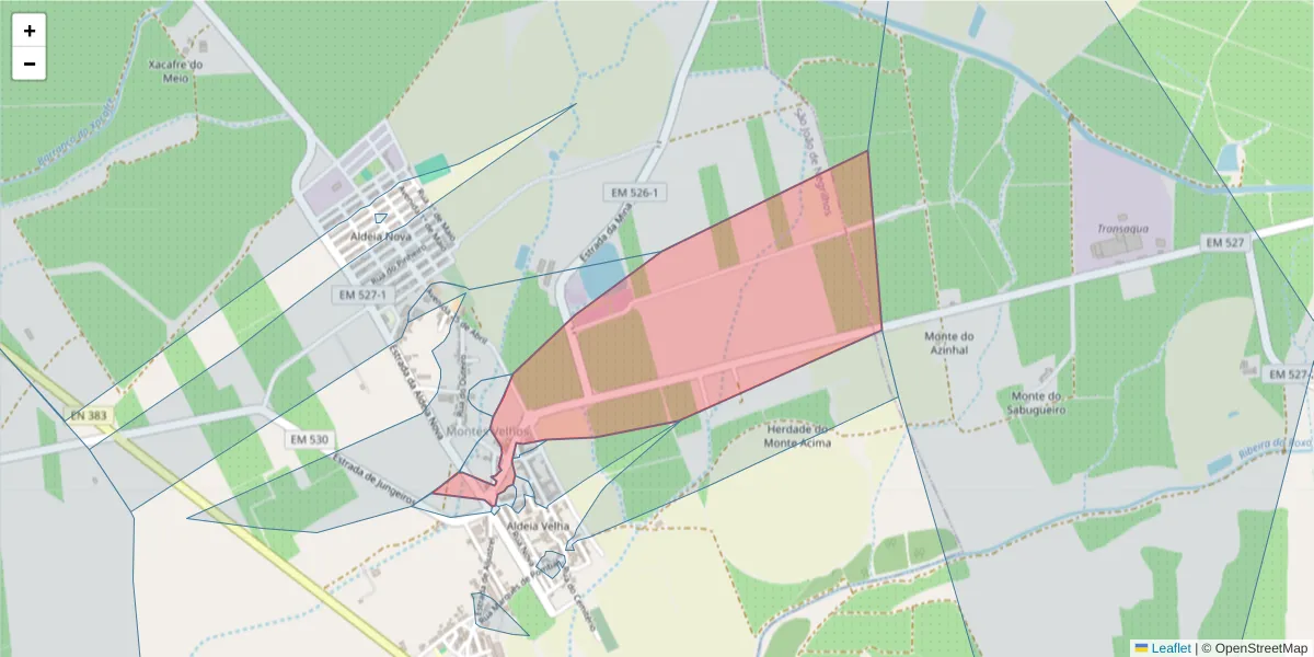 Mapa detalhado do código postal 7600-434 com limites, códigos postais vizinhos e agências dos correios