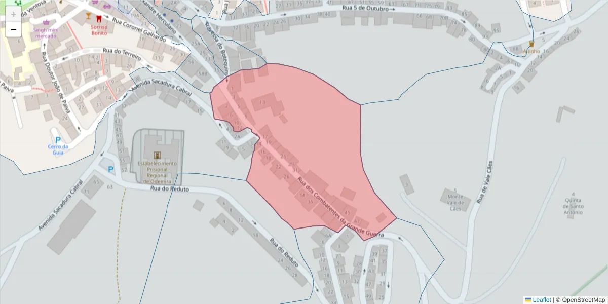 Mapa detalhado do código postal 7630-158 com limites, códigos postais vizinhos e agências dos correios