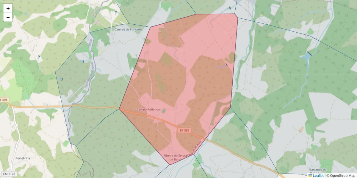 Mapa detalhado do código postal 7630-282 com limites, códigos postais vizinhos e agências dos correios