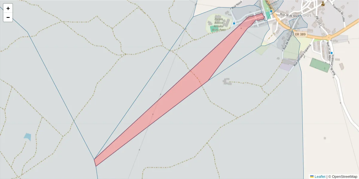 Mapa detalhado do código postal 7630-302 com limites, códigos postais vizinhos e agências dos correios