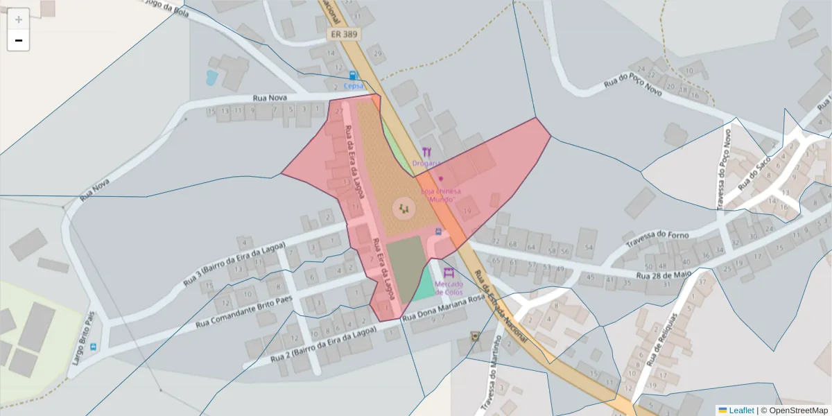 Mapa detalhado do código postal 7630-315 com limites, códigos postais vizinhos e agências dos correios