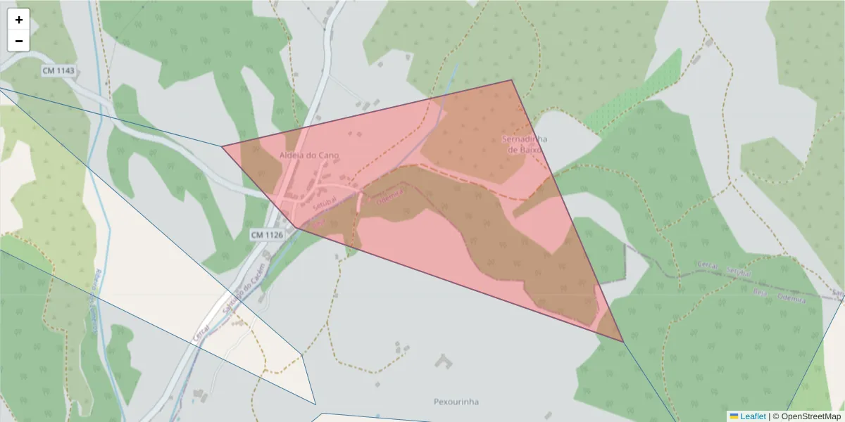 Mapa detalhado do código postal 7630-399 com limites, códigos postais vizinhos e agências dos correios