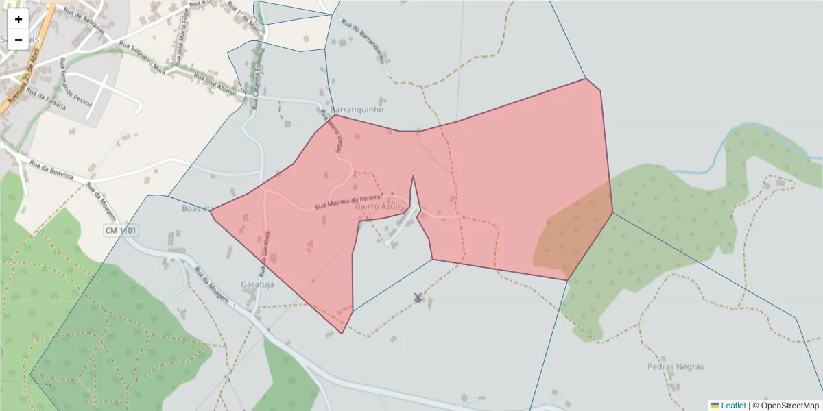 Mapa detalhado do código postal 7630-430 com limites, códigos postais vizinhos e agências dos correios