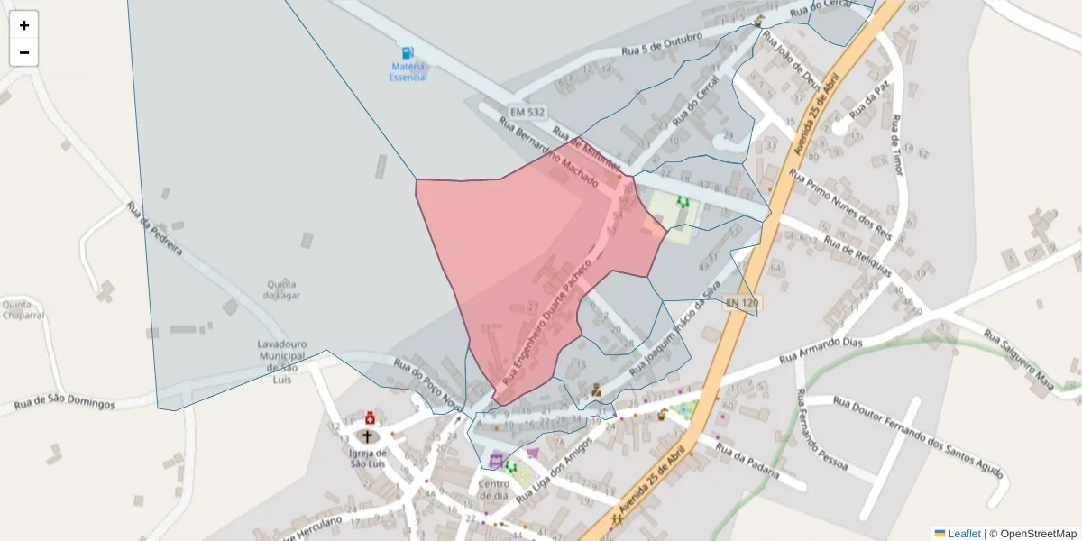 Mapa detalhado do código postal 7630-463 com limites, códigos postais vizinhos e agências dos correios