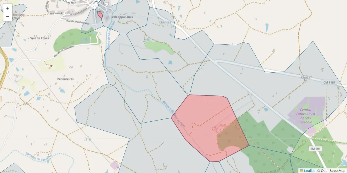 Mapa detalhado do código postal 7630-561 com limites, códigos postais vizinhos e agências dos correios
