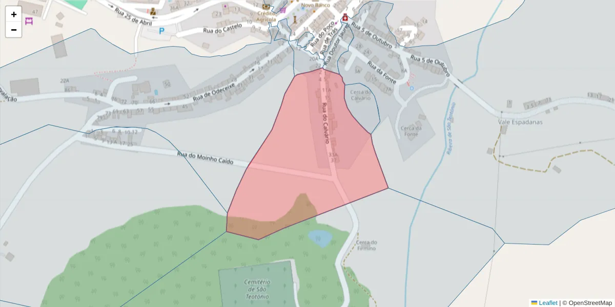 Mapa detalhado do código postal 7630-617 com limites, códigos postais vizinhos e agências dos correios