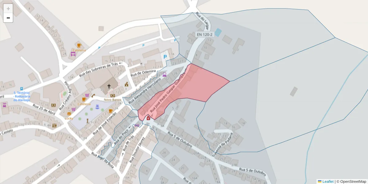 Mapa detalhado do código postal 7630-618 com limites, códigos postais vizinhos e agências dos correios