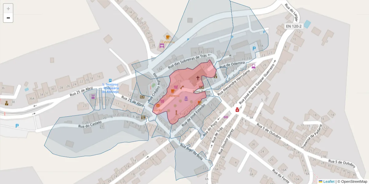 Mapa detalhado do código postal 7630-624 com limites, códigos postais vizinhos e agências dos correios