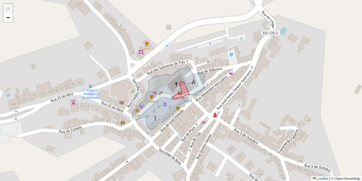 Mapa detalhado do código postal 7630-634 com limites, códigos postais vizinhos e agências dos correios
