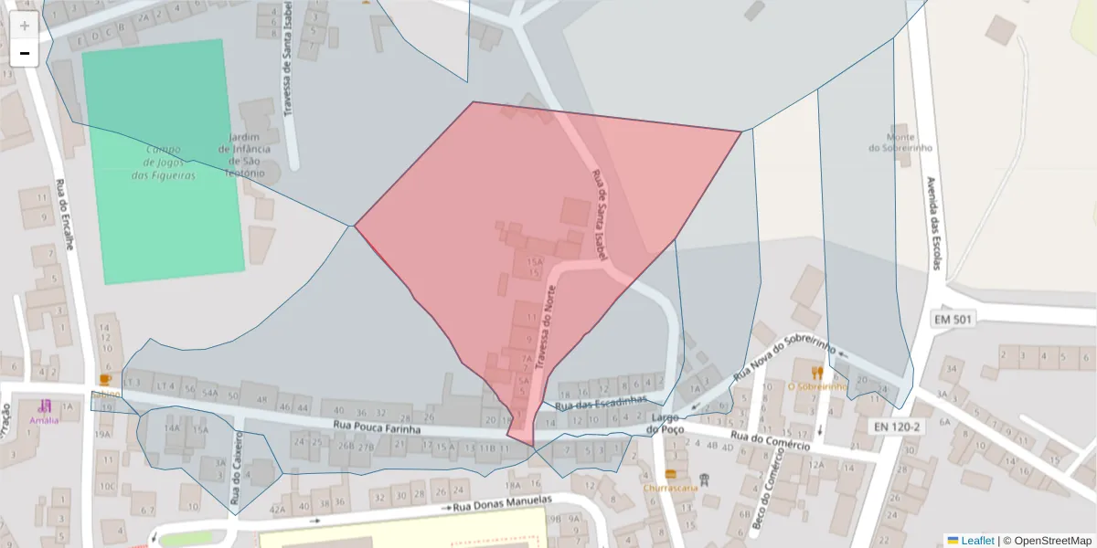 Mapa detalhado do código postal 7630-637 com limites, códigos postais vizinhos e agências dos correios