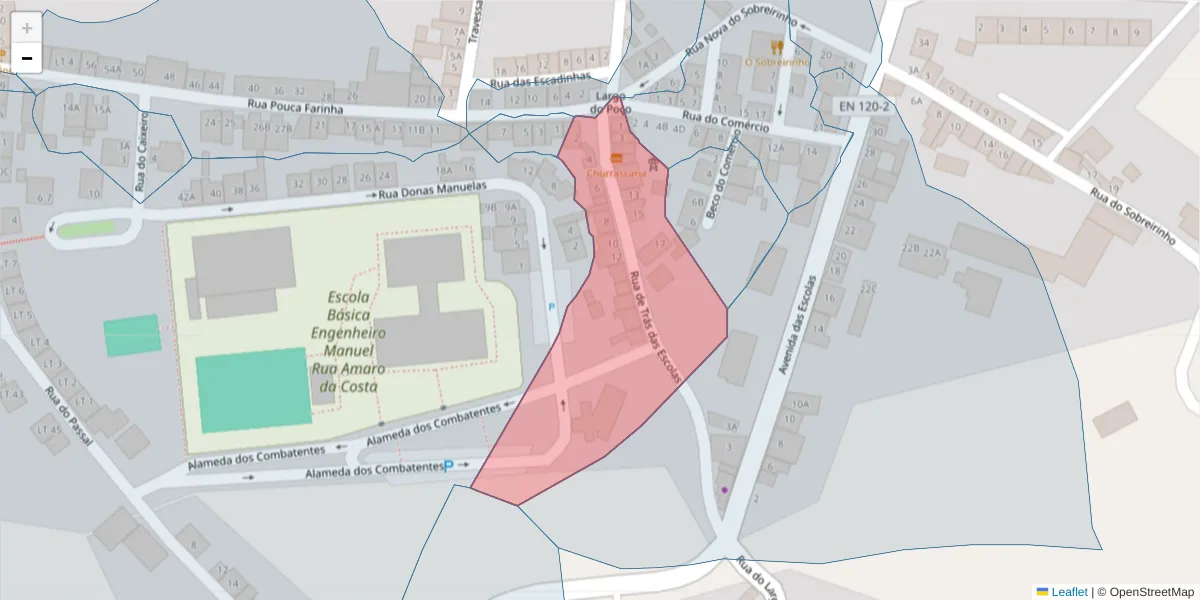 Mapa detalhado do código postal 7630-655 com limites, códigos postais vizinhos e agências dos correios