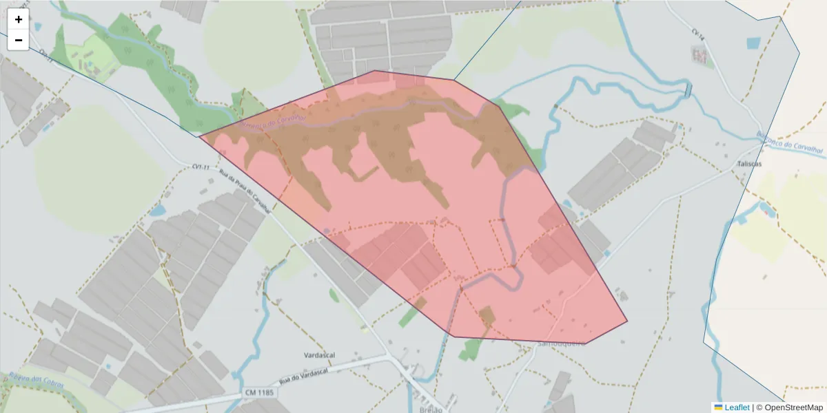Mapa detalhado do código postal 7630-676 com limites, códigos postais vizinhos e agências dos correios