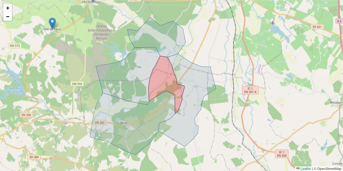 Mapa detalhado do código postal 7630-717 com limites, códigos postais vizinhos e agências dos correios