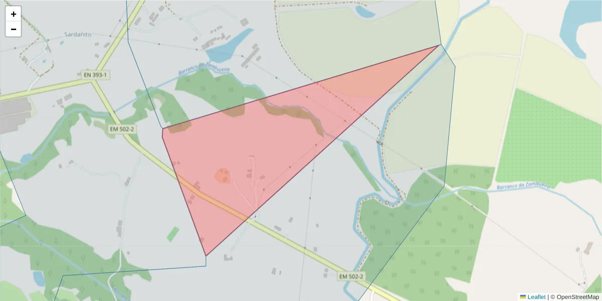 Mapa detalhado do código postal 7630-790 com limites, códigos postais vizinhos e agências dos correios