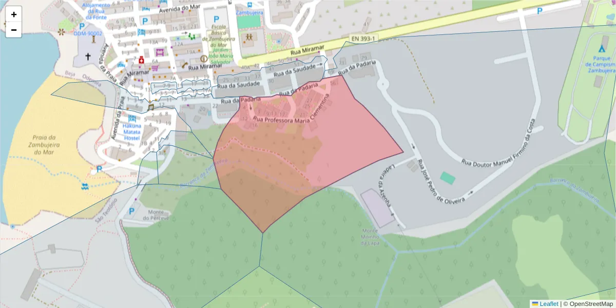 Mapa detalhado do código postal 7630-791 com limites, códigos postais vizinhos e agências dos correios