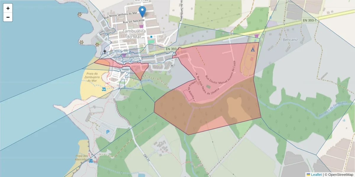 Mapa detalhado do código postal 7630-793 com limites, códigos postais vizinhos e agências dos correios