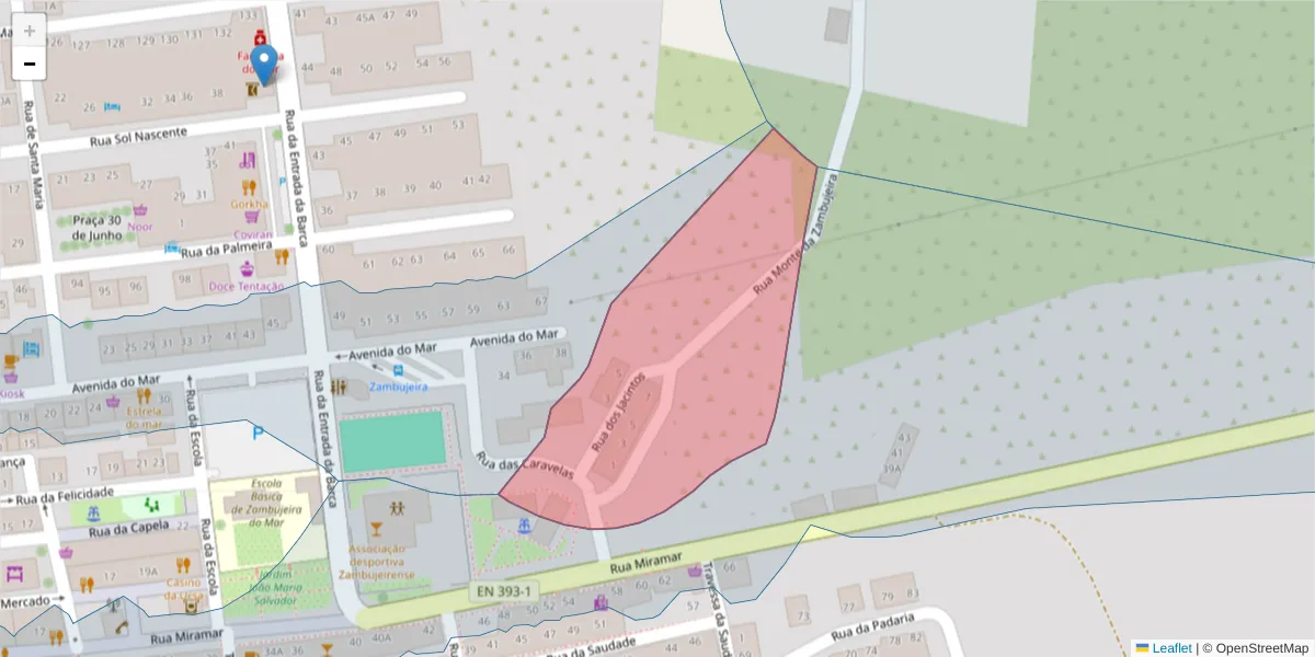 Mapa detalhado do código postal 7630-808 com limites, códigos postais vizinhos e agências dos correios