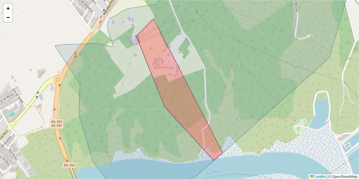 Mapa detalhado do código postal 7645-042 com limites, códigos postais vizinhos e agências dos correios