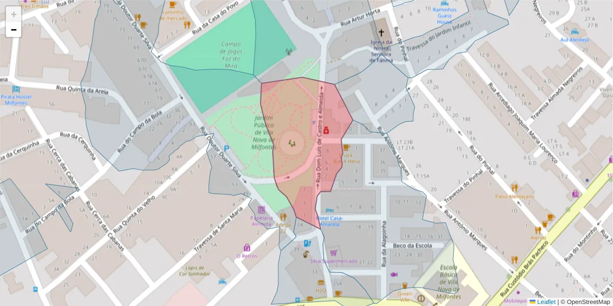Mapa detalhado do código postal 7645-276 com limites, códigos postais vizinhos e agências dos correios