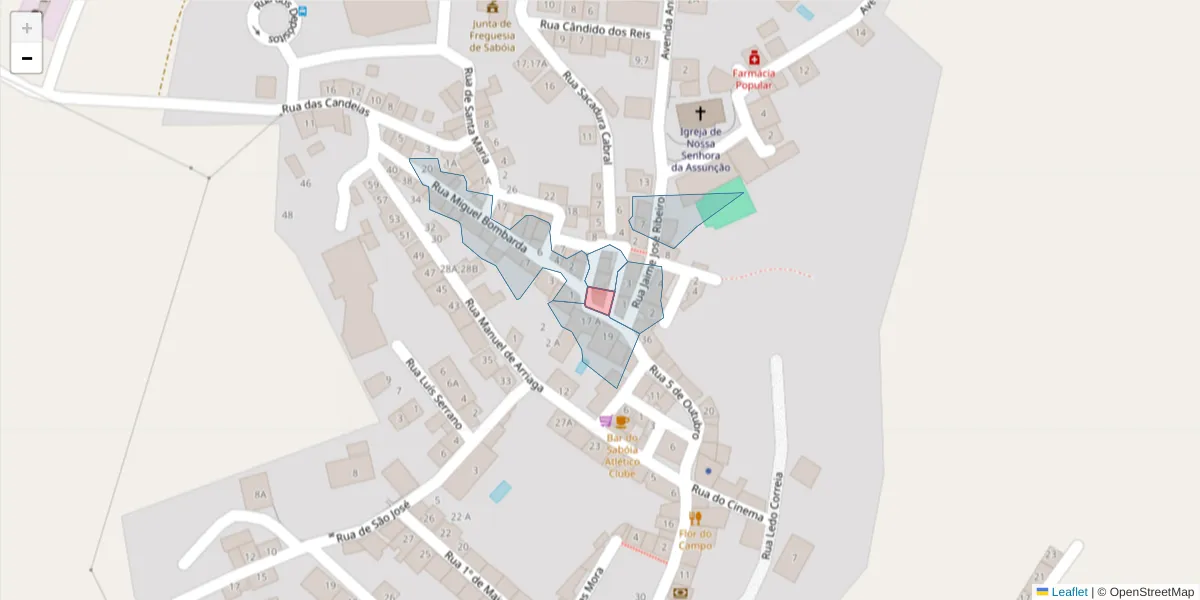 Mapa detalhado do código postal 7665-823 com limites, códigos postais vizinhos e agências dos correios