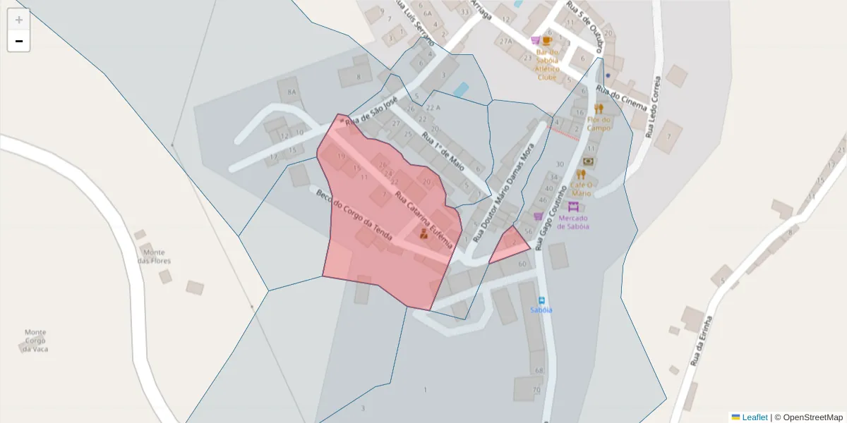 Mapa detalhado do código postal 7665-830 com limites, códigos postais vizinhos e agências dos correios