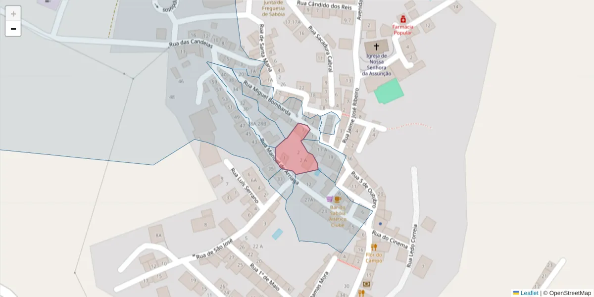 Mapa detalhado do código postal 7665-839 com limites, códigos postais vizinhos e agências dos correios
