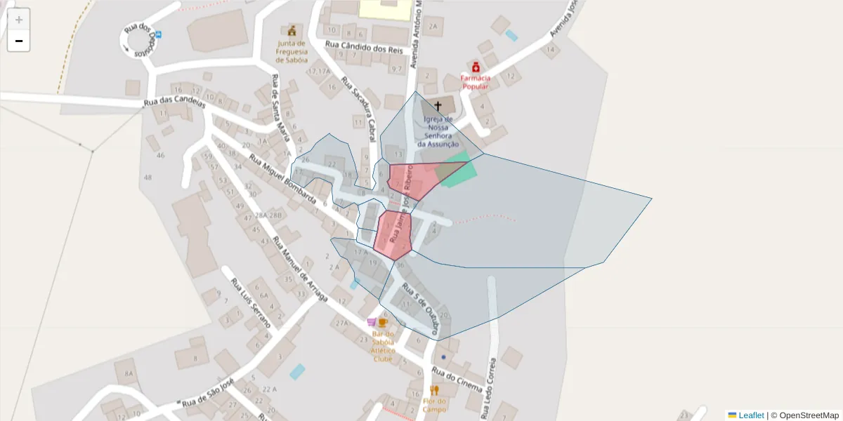 Mapa detalhado do código postal 7665-840 com limites, códigos postais vizinhos e agências dos correios