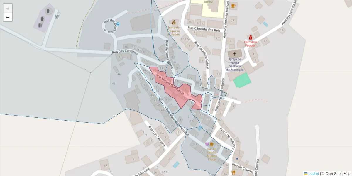 Mapa detalhado do código postal 7665-844 com limites, códigos postais vizinhos e agências dos correios