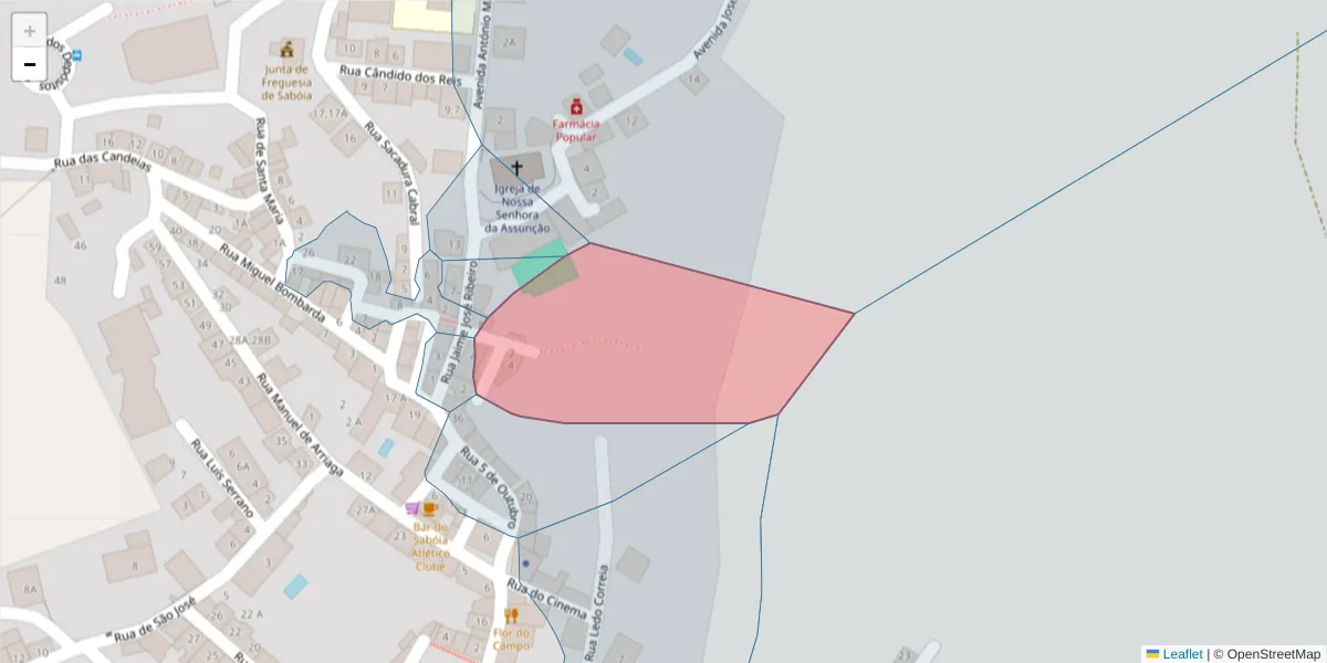 Mapa detalhado do código postal 7665-845 com limites, códigos postais vizinhos e agências dos correios
