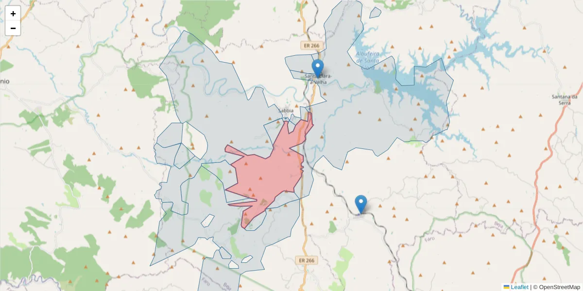 Mapa detalhado do código postal 7665-857 com limites, códigos postais vizinhos e agências dos correios