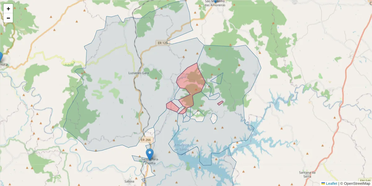 Mapa detalhado do código postal 7665-858 com limites, códigos postais vizinhos e agências dos correios