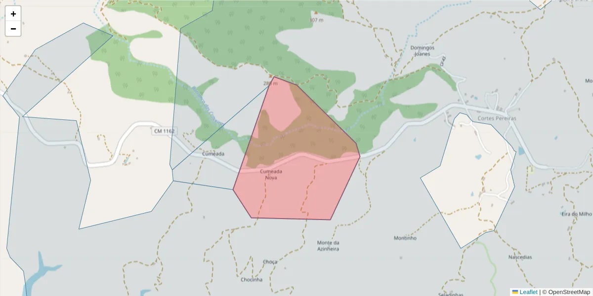 Mapa detalhado do código postal 7665-861 com limites, códigos postais vizinhos e agências dos correios